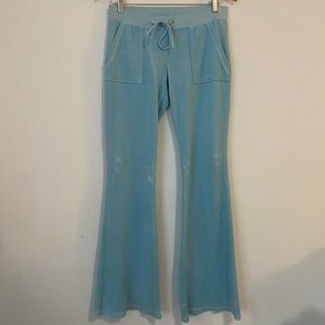 Y2K Juicy Couture Velour Baby Blue Flare Leg Track Pants Size Small